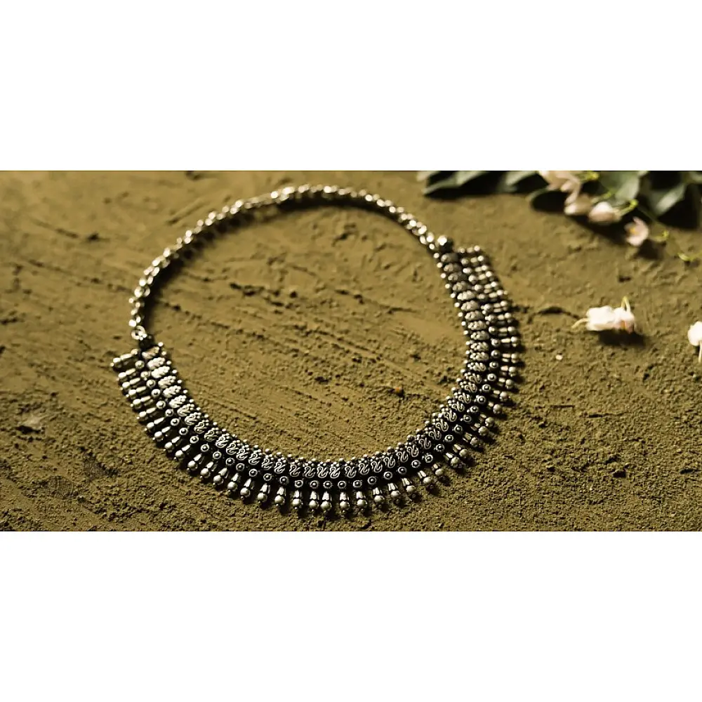 धरा ✽ Antique Finish White Metal ✽ Necklace { 36 }